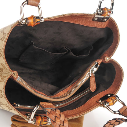 Gucci Monogram Libeccio Bamboo Bar Medium Tote Brown 5 of 7