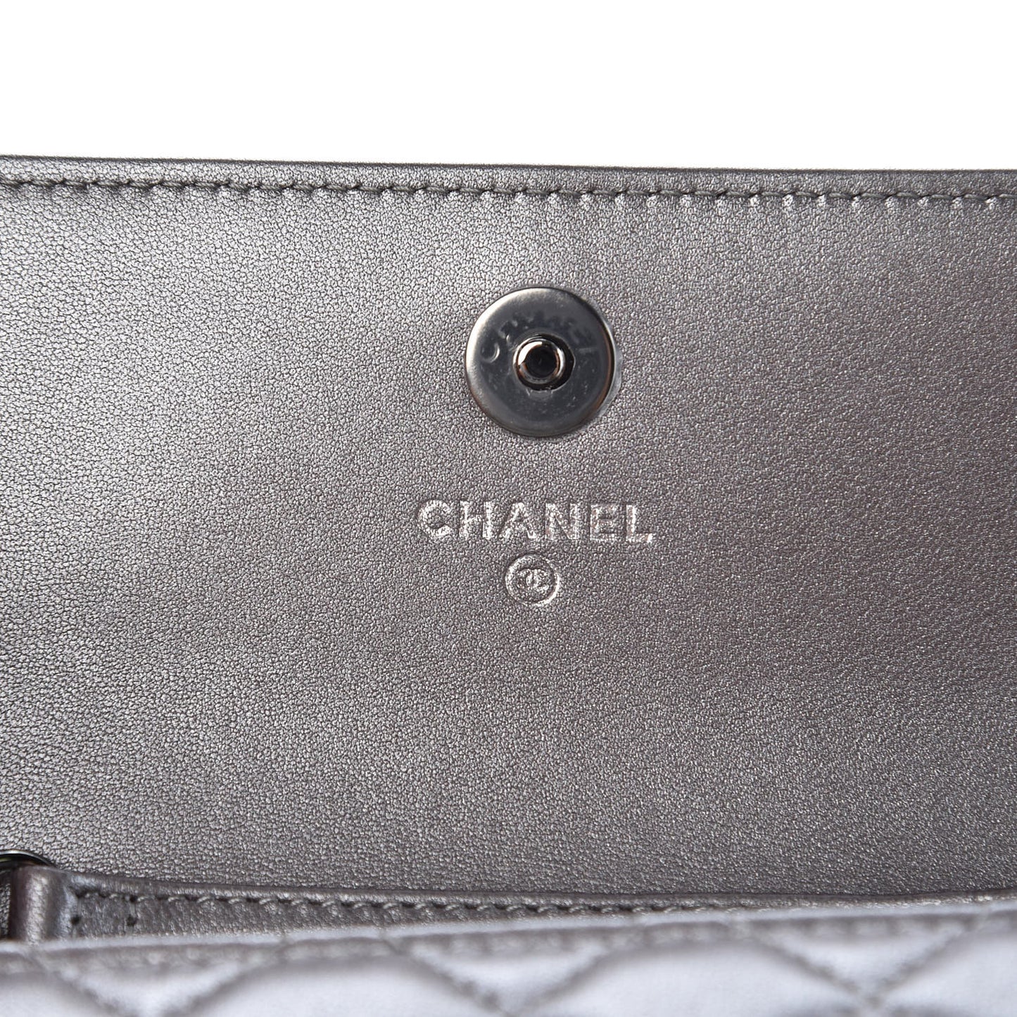 Lambskin Quilted Pearl My Shoulder Mini French Wallet On Chain WOC Silver