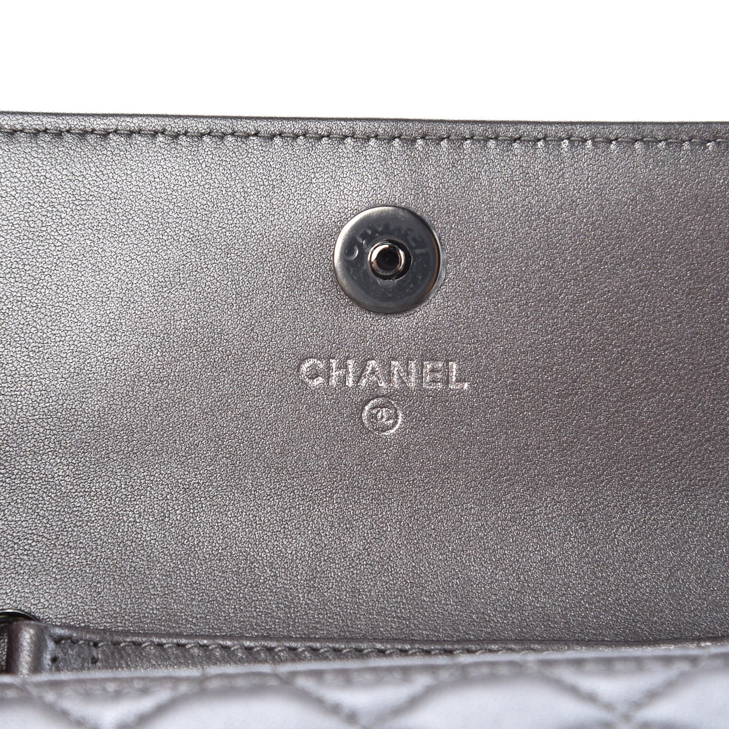 Chanel Lambskin Quilted Pearl My Shoulder Mini French Wallet On Chain WOC Silver 6 of 9