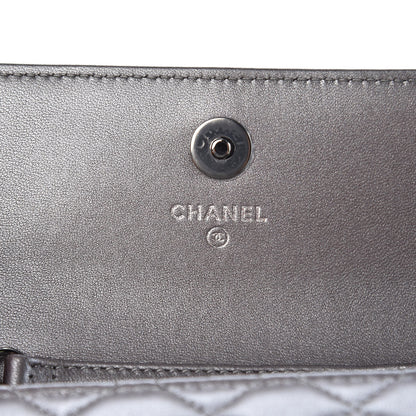Chanel Lambskin Quilted Pearl My Shoulder Mini French Wallet On Chain WOC Silver 6 of 9