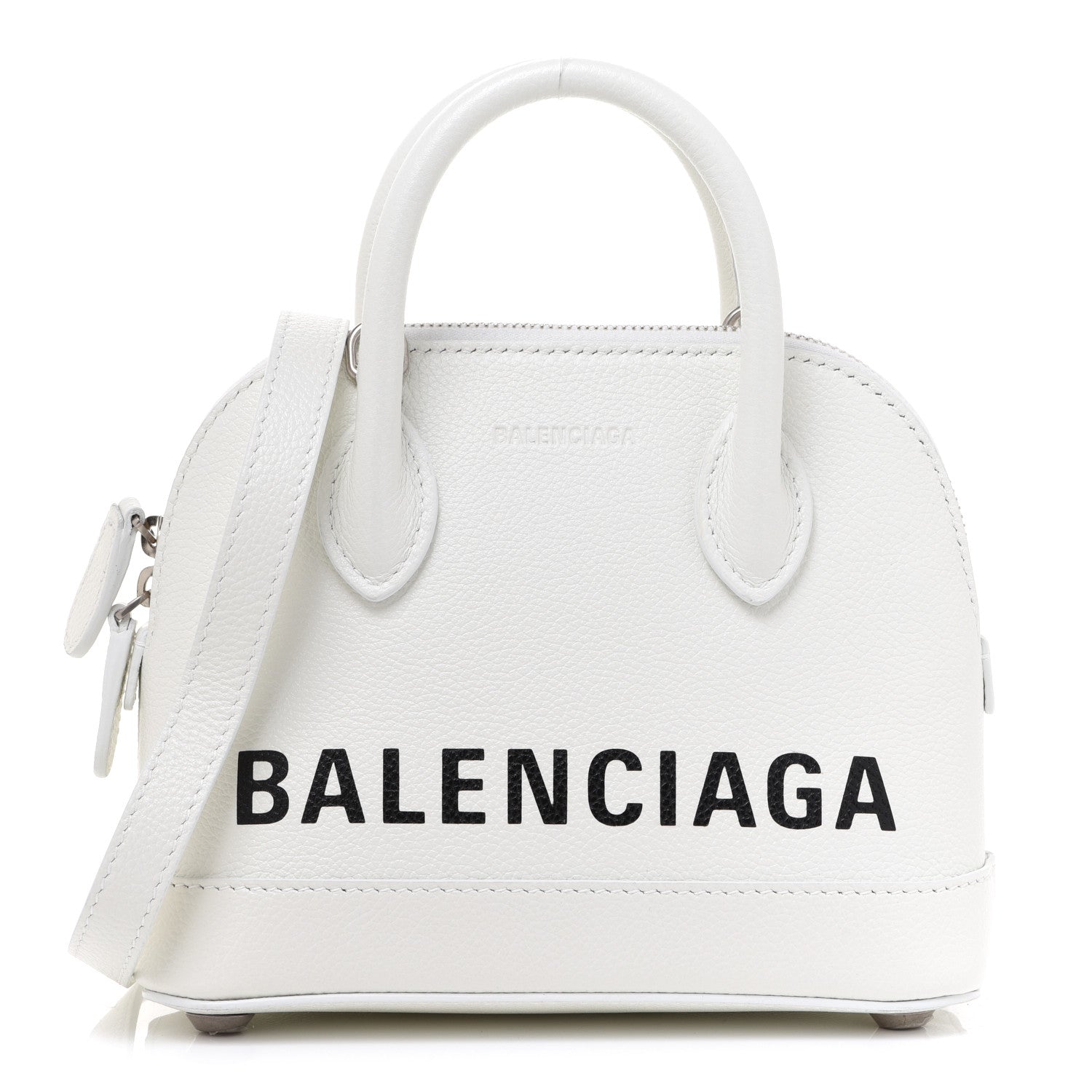 Balenciaga Grained Calfskin XXS Ville Top Handle Bag White Black 1 of 10