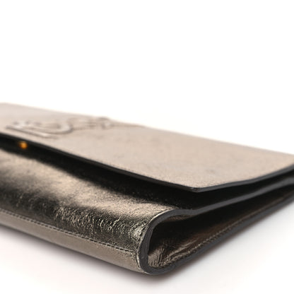 Saint Laurent Metallic Calfskin Monogram Large Belle De Jour Clutch Gold 9 of 9
