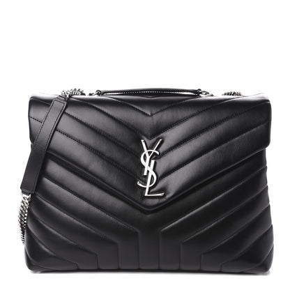 Saint Laurent Calfskin Y Quilted Monogram Medium Loulou Chain Satchel Black 1 of 12