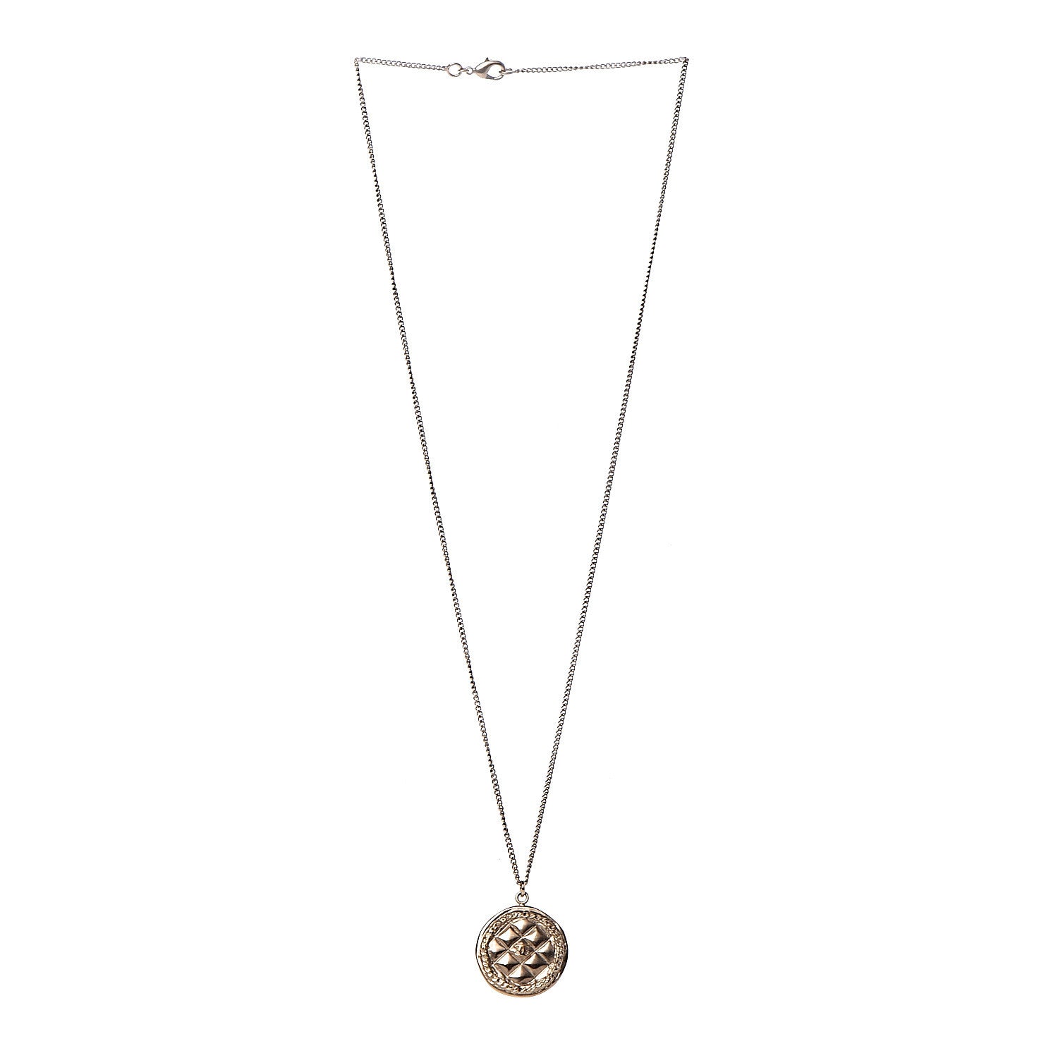 Chanel Medallion Quilted CC Chain Necklace Gold 3 of 6