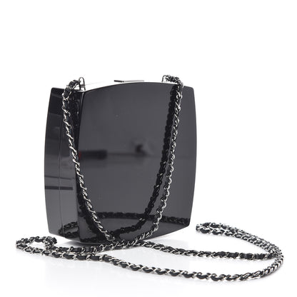 Chanel Plexiglass Compact Box Clutch Black Ivory 3 of 10