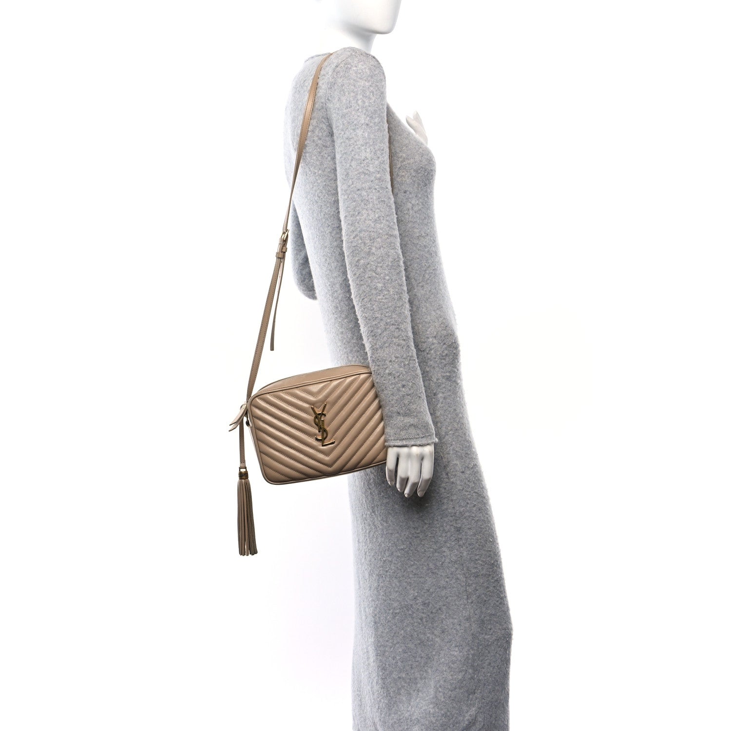 Saint Laurent Calfskin Matelasse Monogram Lou Camera Bag Nude Powder 2 of 11