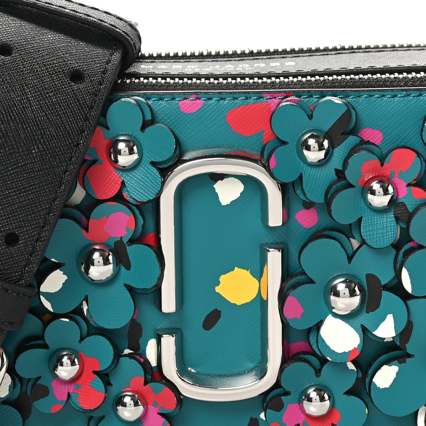 Saffiano Snapshot 3D Painted Flowers Camera Bag Blue Multicolor