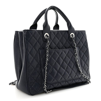Chanel Caviar Quilted Large Urban Companion Top Handle Shopping Tote Navy 3 of 10