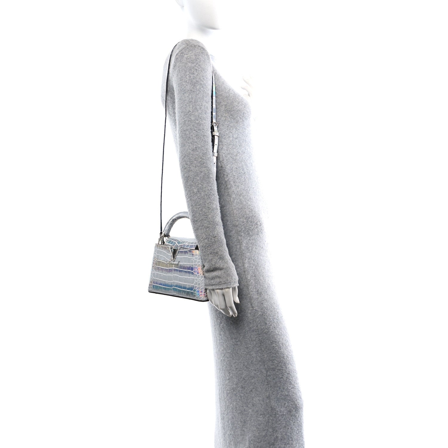 Louis Vuitton Alligator Mini Capucines Silver 3 of 9