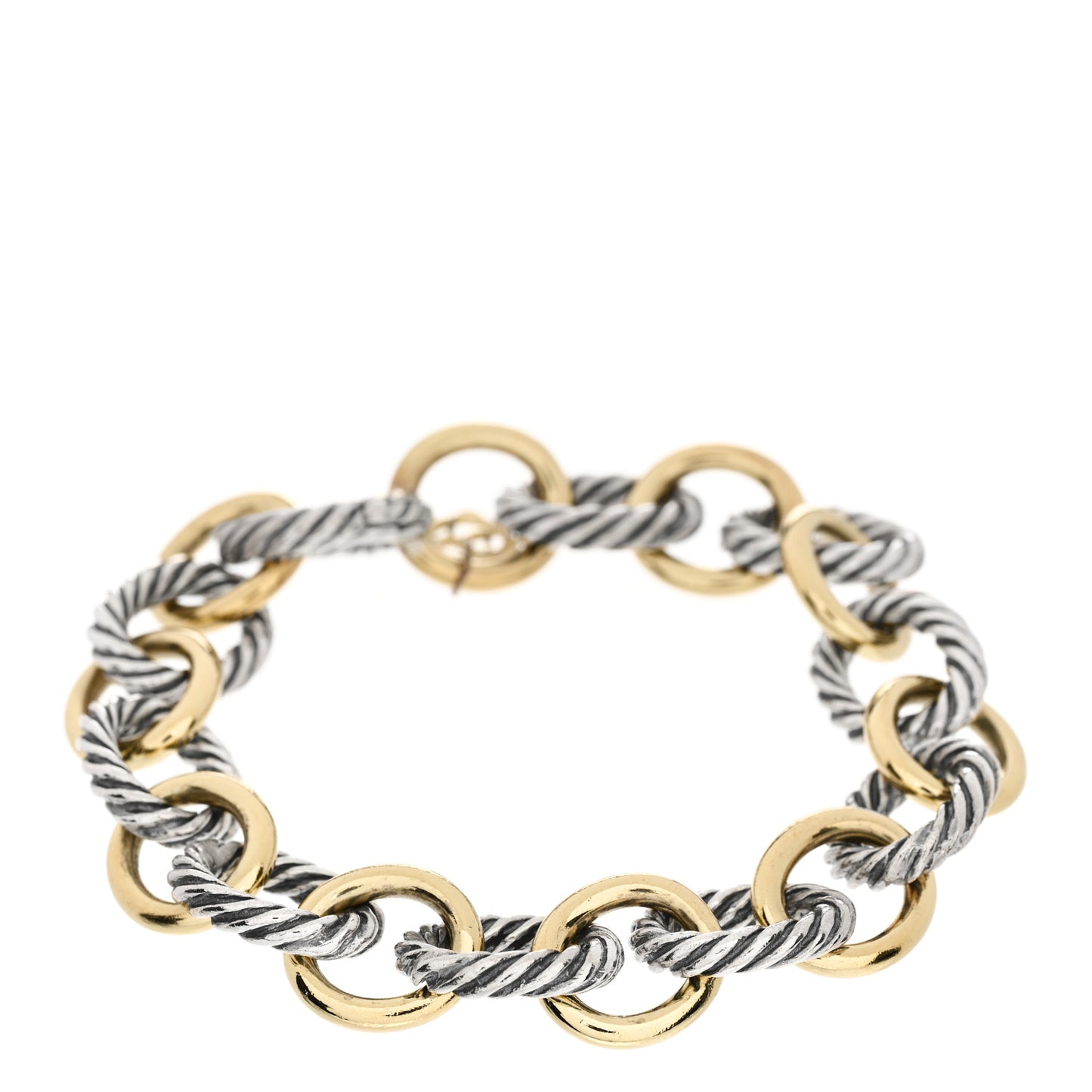 Sterling Silver 18K Yellow Gold 12mm Large Oval Link Bracelet
