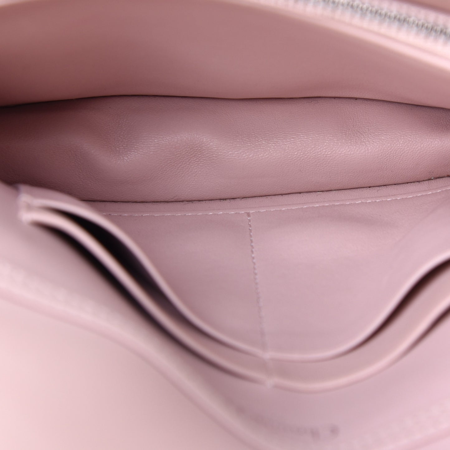 Grained Calfskin Diorama Wallet on Chain Pouch Rose Poudre