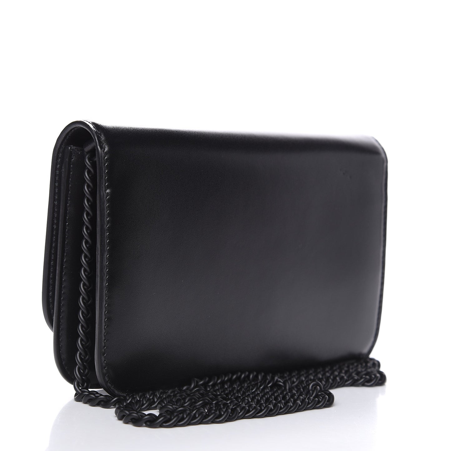 Smooth Calfskin B Wallet on Chain Black