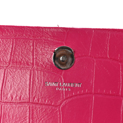 Saint Laurent Calfskin Crocodile Embossed Medium Classic Monogram Kate Tassel Satchel Fuchsia 7 of 11