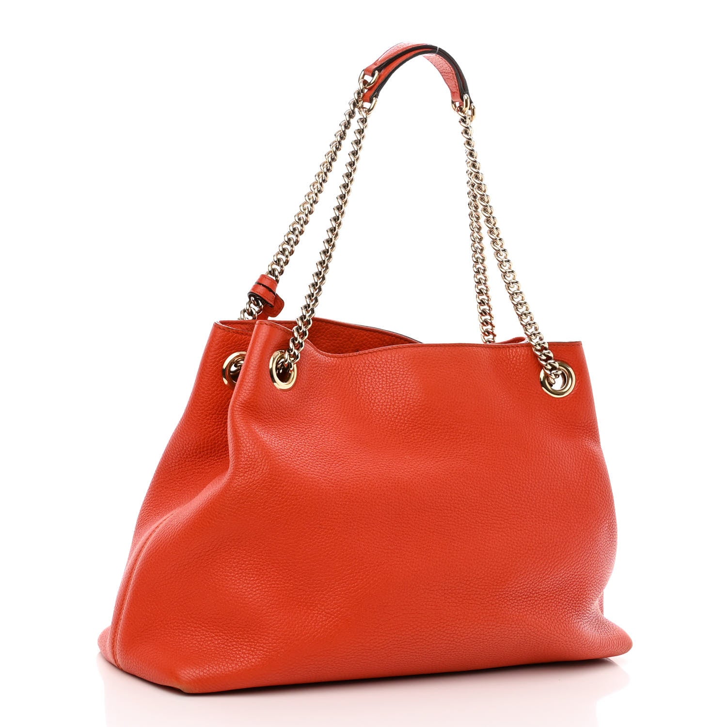 Gucci Pebbled Calfskin Medium Soho Chain Shoulder Bag Sun Orange 3 of 11
