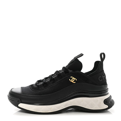 Chanel Velvet Calfskin Mixed Fibers CC Sneakers 38 Black 1 of 11