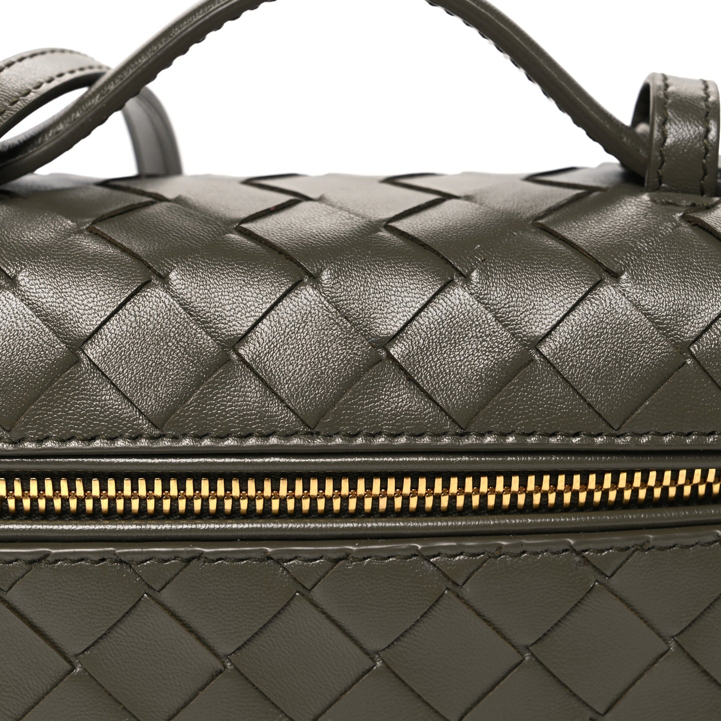 Calfskin Intrecciato Bang Bang Vanity Case Kaki