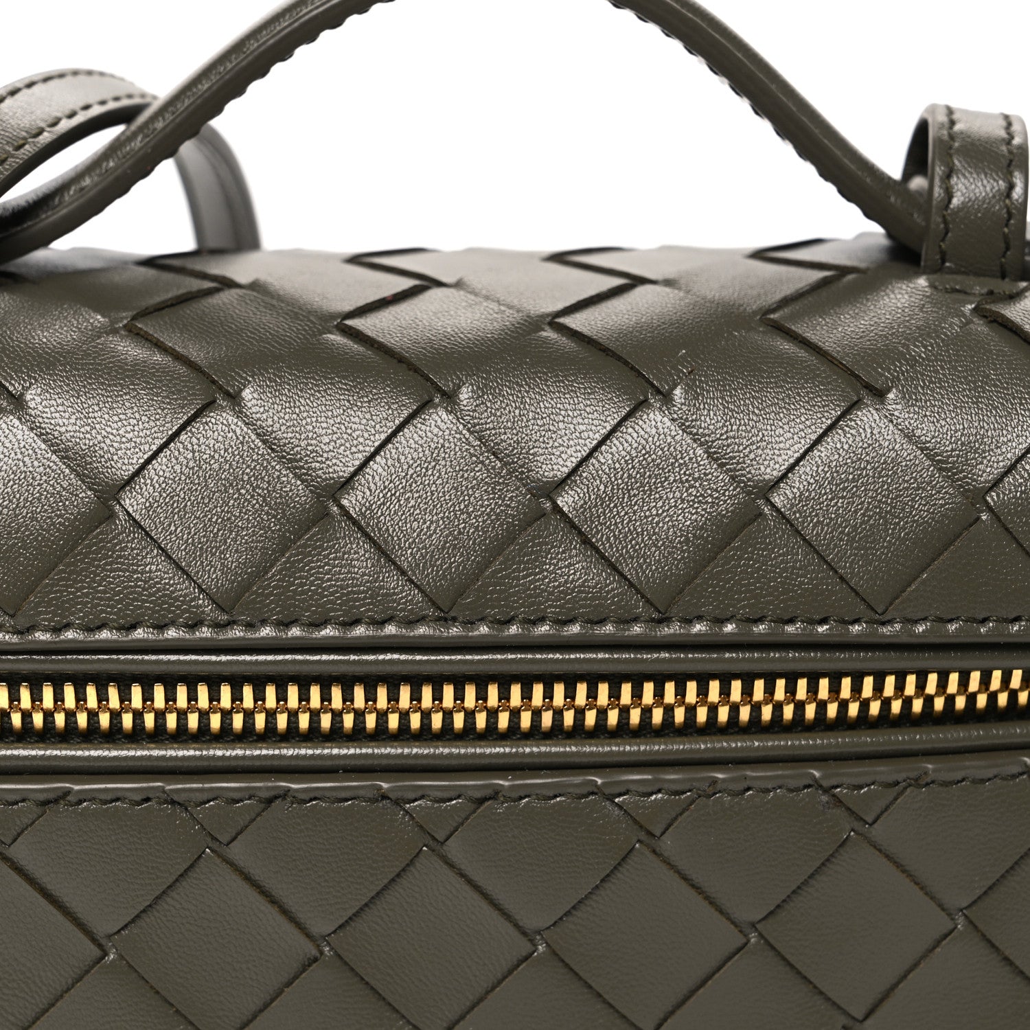 Bottega Veneta Calfskin Intrecciato Bang Bang Vanity Case Kaki 9 of 11
