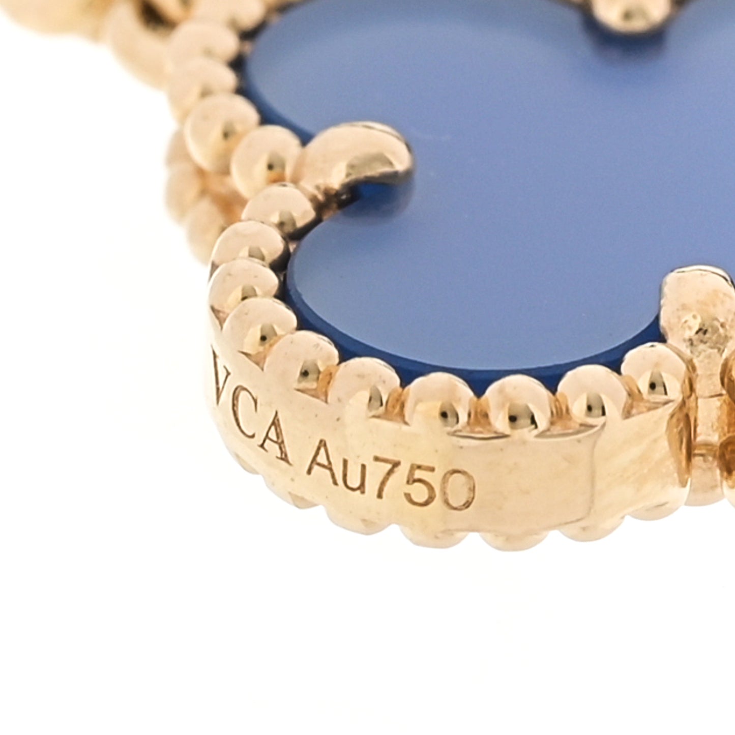 18K Yellow Gold Blue Agate 5 Motifs Vintage Alhambra Bracelet