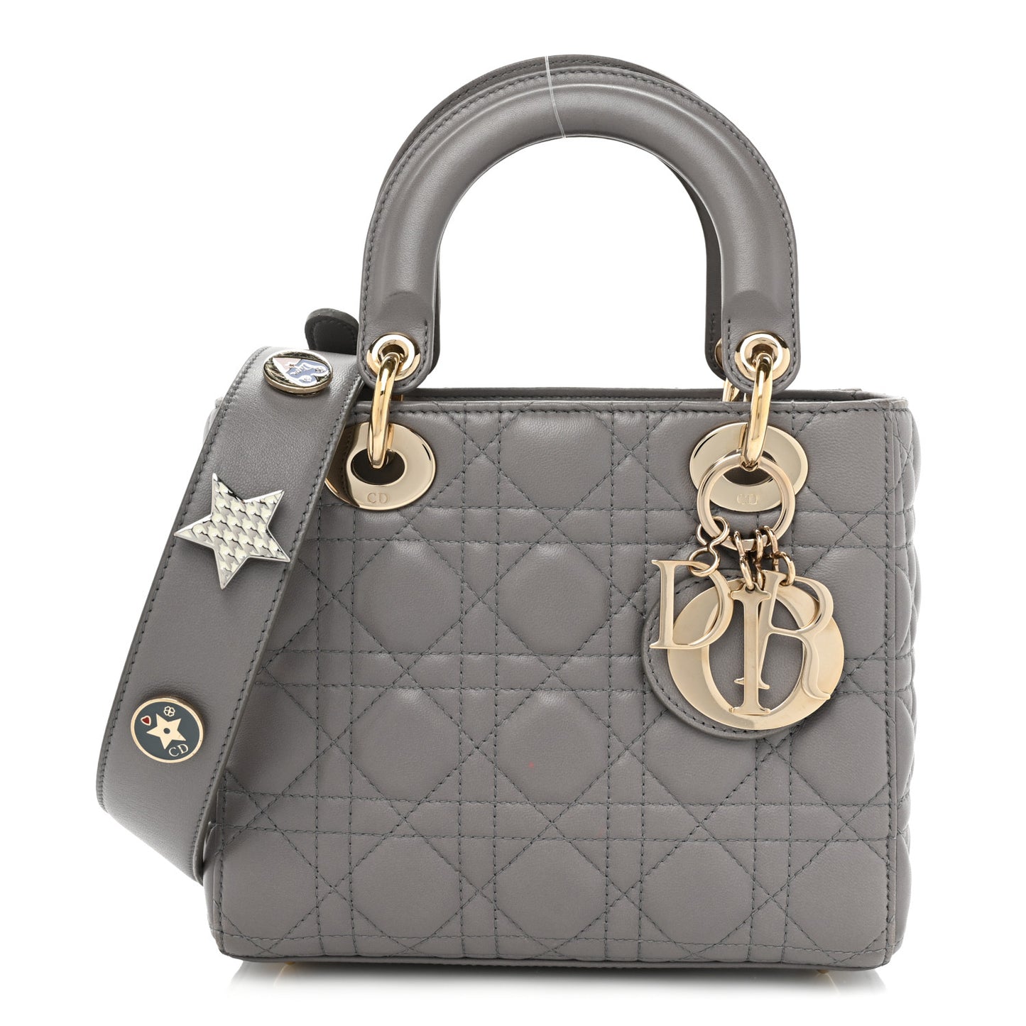 Lambskin Cannage Small Lucky Badges My Lady Dior Grey