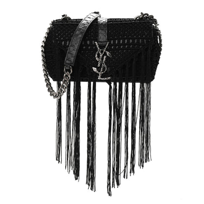 Saint Laurent Calfskin Crochet Baby Monogram Chain Satchel Black 1 of 10