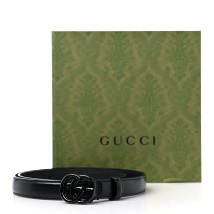 Gucci Azalea Calfskin Enamel Monochrome Double G 20mm Belt 75 30 Black 5 of 5