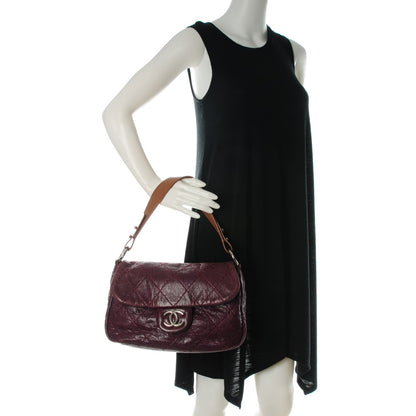 Chanel Glazed Calfskin Stitched On The Road Flap Plum 2 of 7