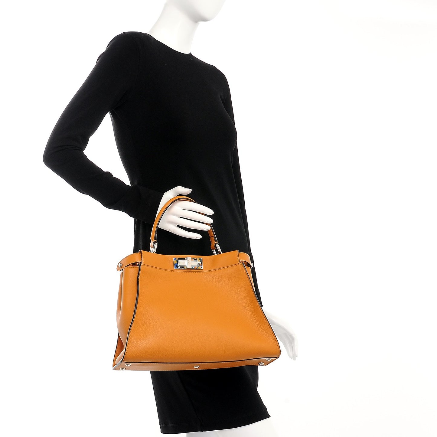 Vitello Seta Shiny Nappa Plexiglass Granite Medium Peekaboo Iconic Satchel Ginger Latte