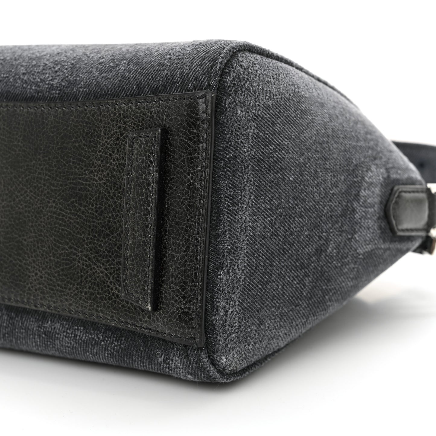 Washed Denim Mini Antigona Shoulder Bag Black