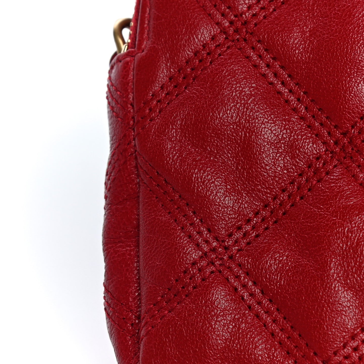 Grained Lambskin Quilted Mini Becky Double Zip Bag Rouge Eros