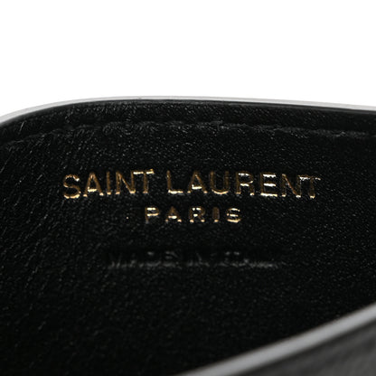 Saint Laurent Grain De Poudre Matelasse Chevron Monogram Credit Card Case Black 6 of 10