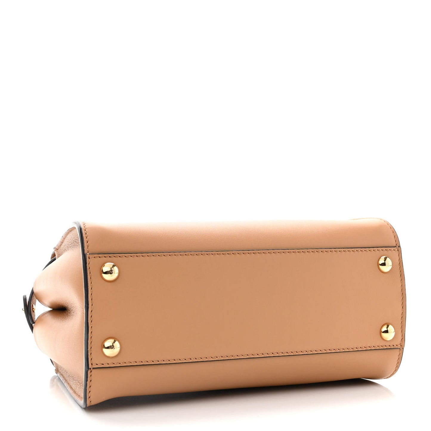 Vitello Seta Canvas FF Embroidered Mini Peekaboo Iconic Satchel Miele Scuro Poudre