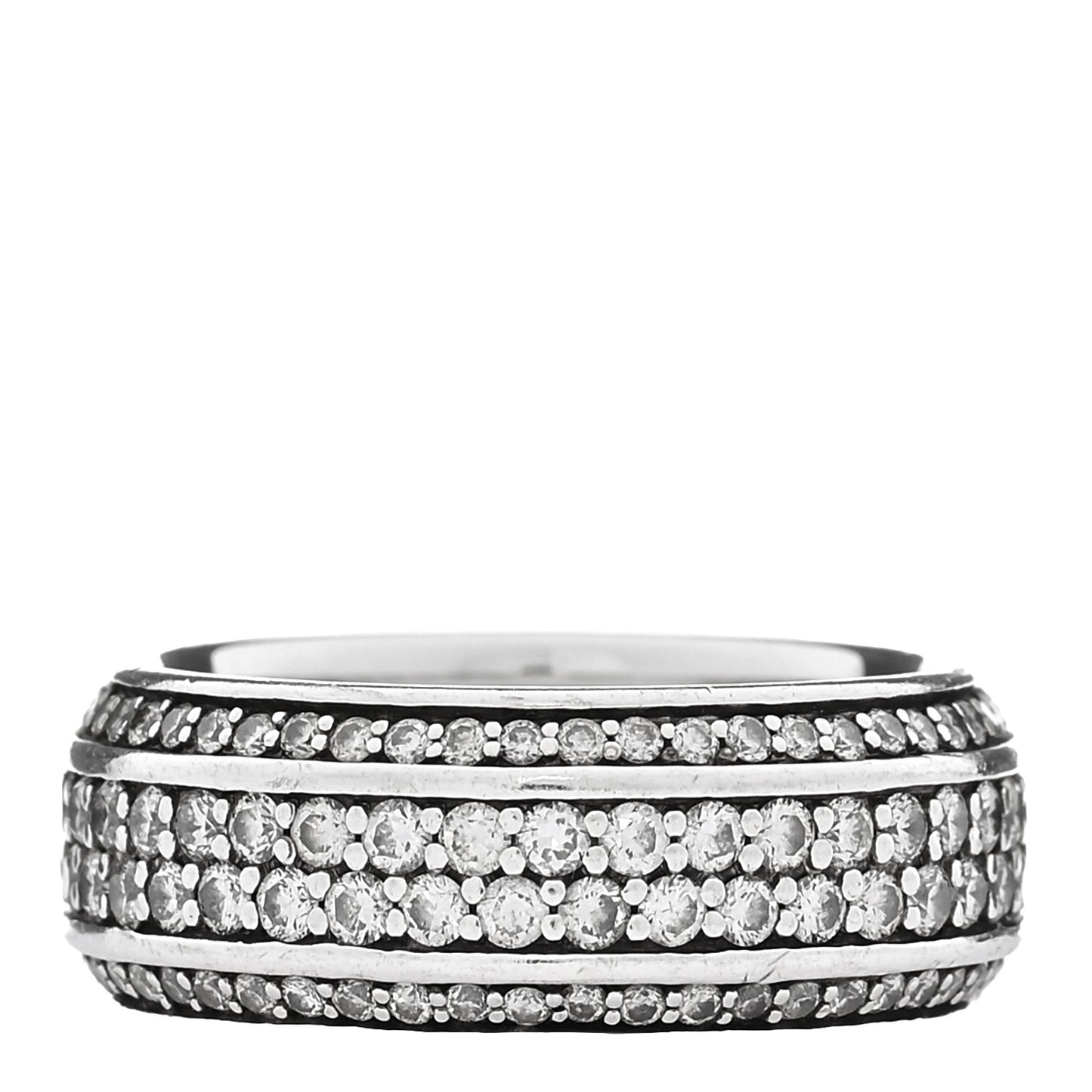Sterling Silver Diamond 8.5mm Streamline Beveled Band Ring 56 7.75