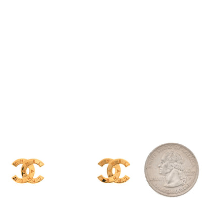 Chanel Metal CC Paris Button Stud Earrings Gold 2 of 5