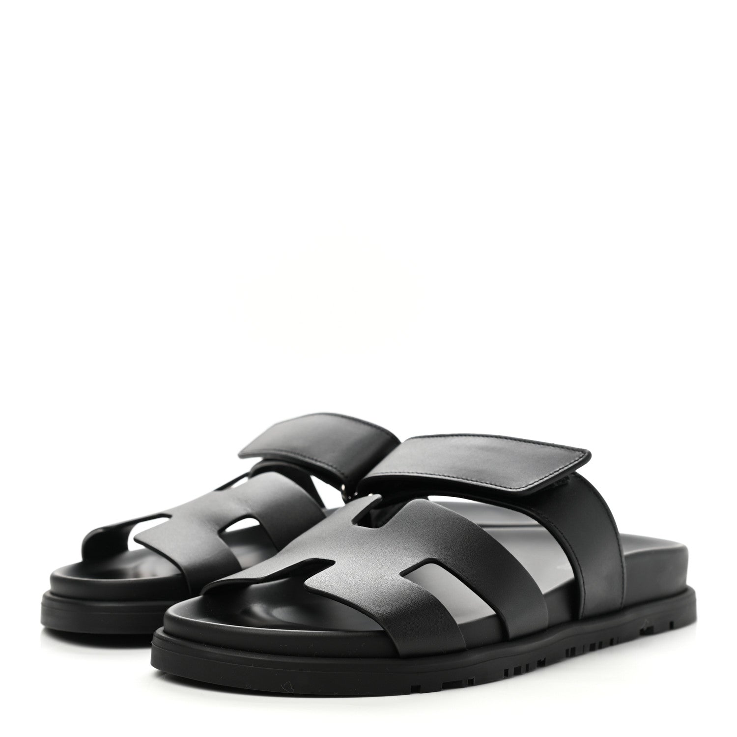 Hermes Calfskin Womens Chypre Sandals 35 Black 3 of 9