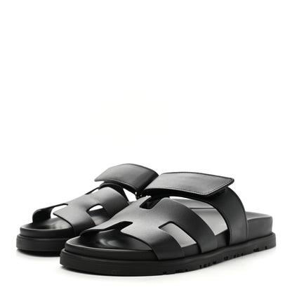 Hermes Calfskin Womens Chypre Sandals 35 Black 3 of 9