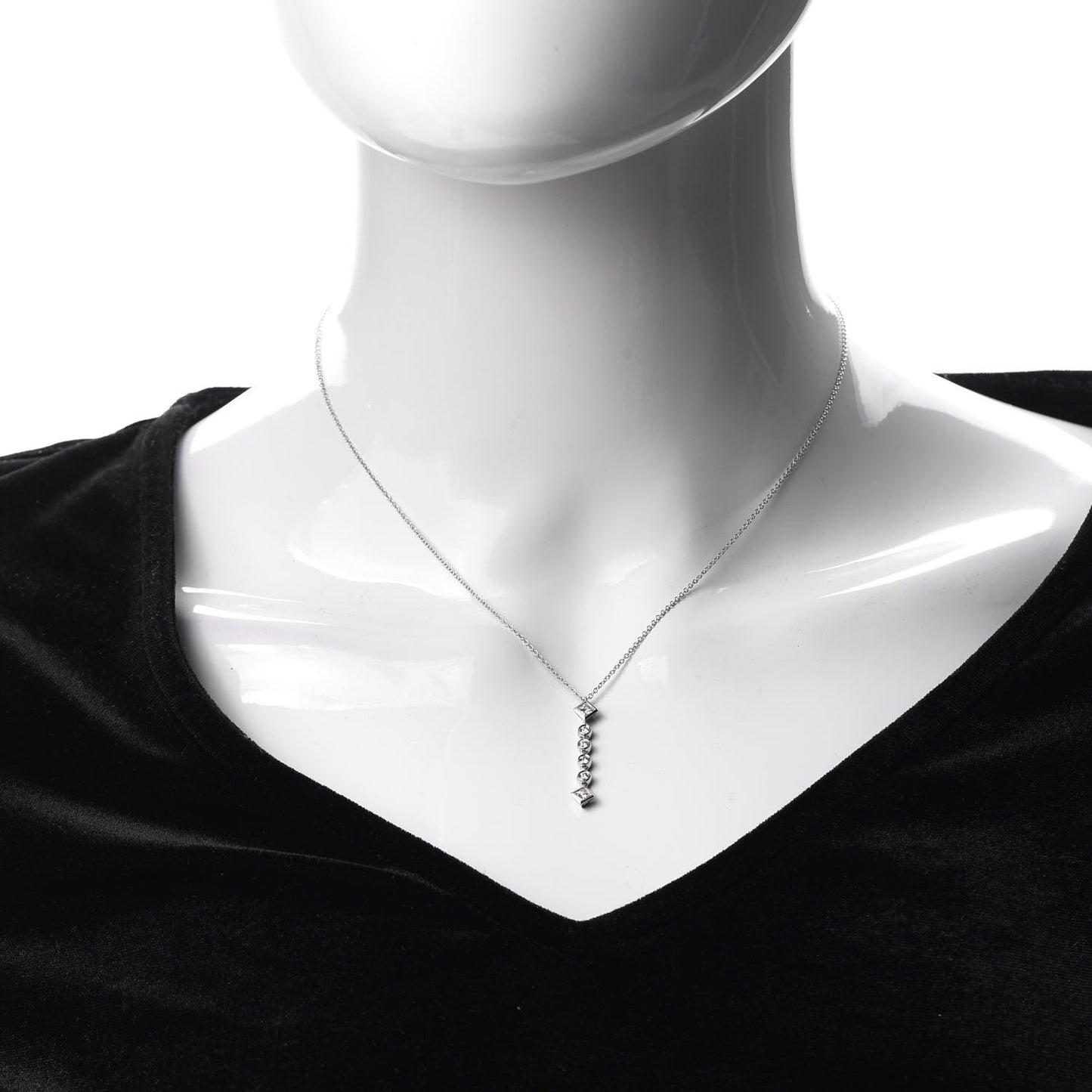 Platinum Diamond Grace Drop Pendant Necklace
