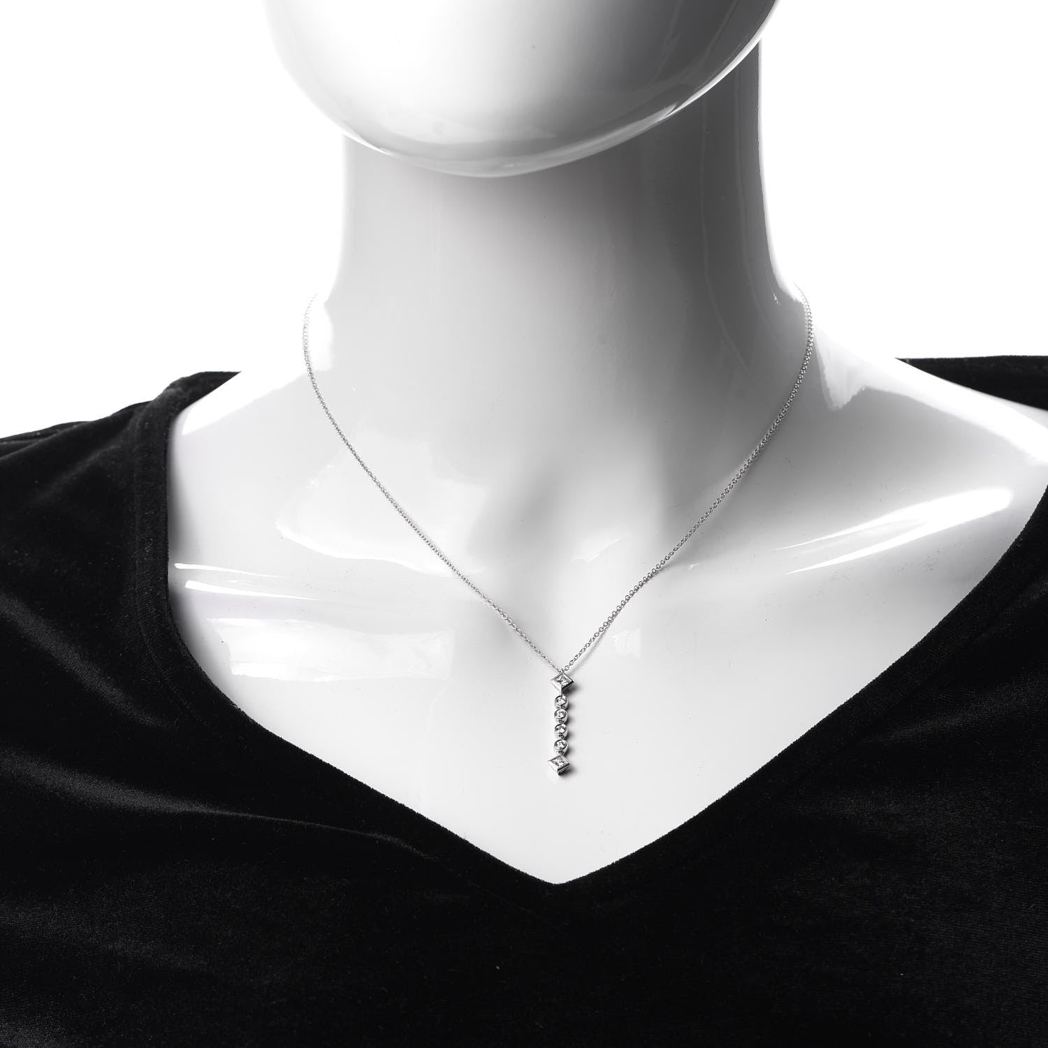 Tiffany Platinum Diamond Grace Drop Pendant Necklace 2 of 6