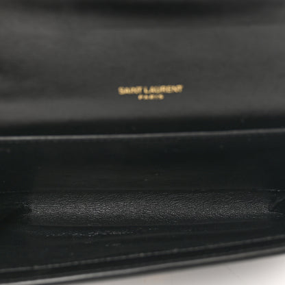 Saint Laurent Calfskin Crocodile Embossed Monogram Uptown Chain Wallet Black 6 of 11