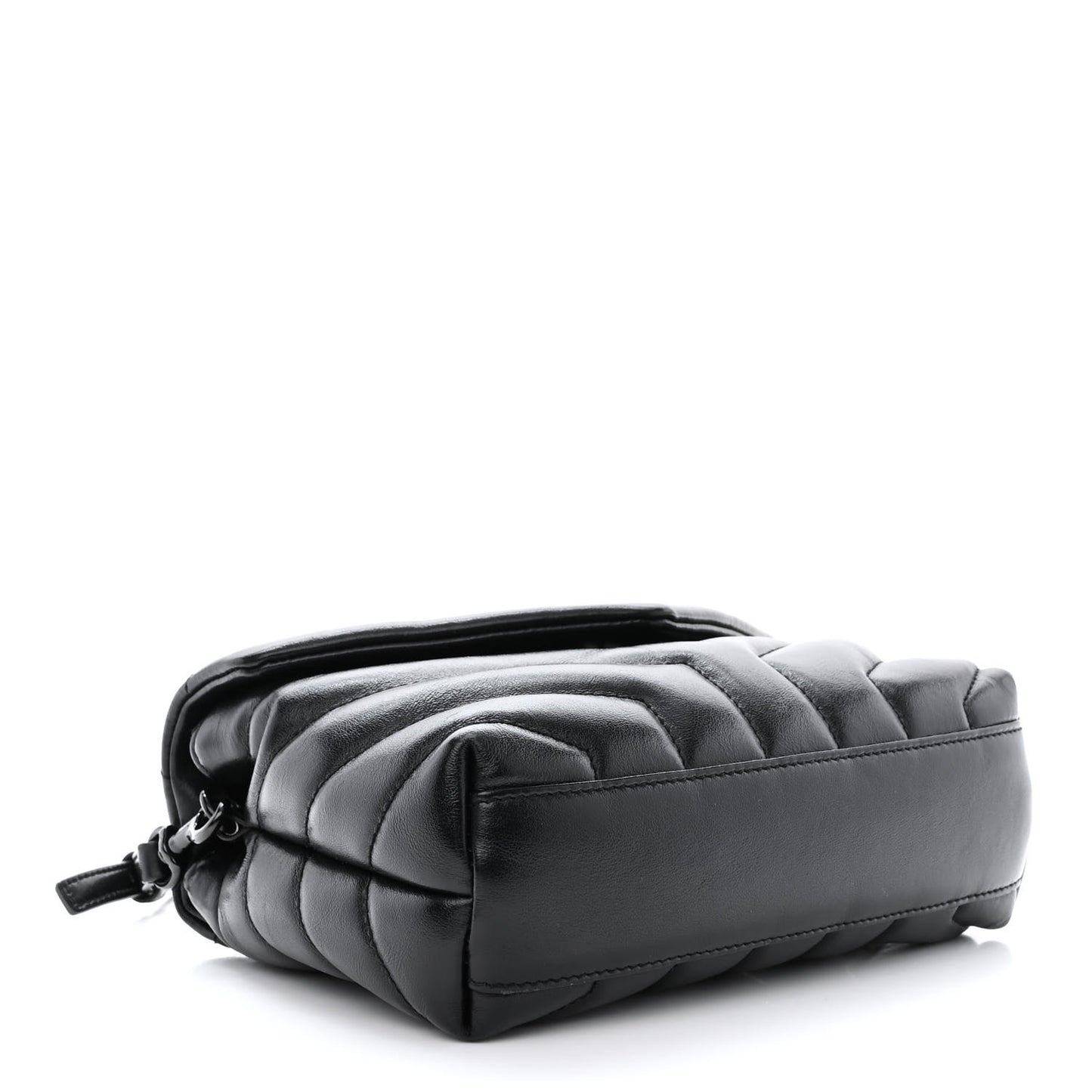 Calfskin Y Quilted Monogram Monochrome Toy Loulou Crossbody Bag Black