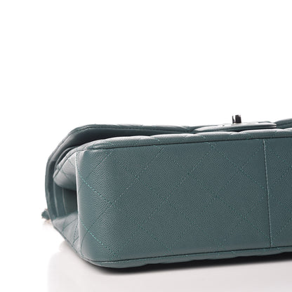 Chanel Caviar Quilted Jumbo Double Flap Dark Green 8 of 13