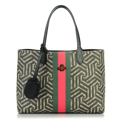 Gucci GG Supreme Monogram Caleido Web Medium Tote Beige Ebony 1 of 7