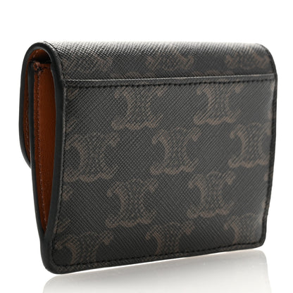 Celine Triomphe Canvas Calfskin Flap Card Holder Tan 3 of 8