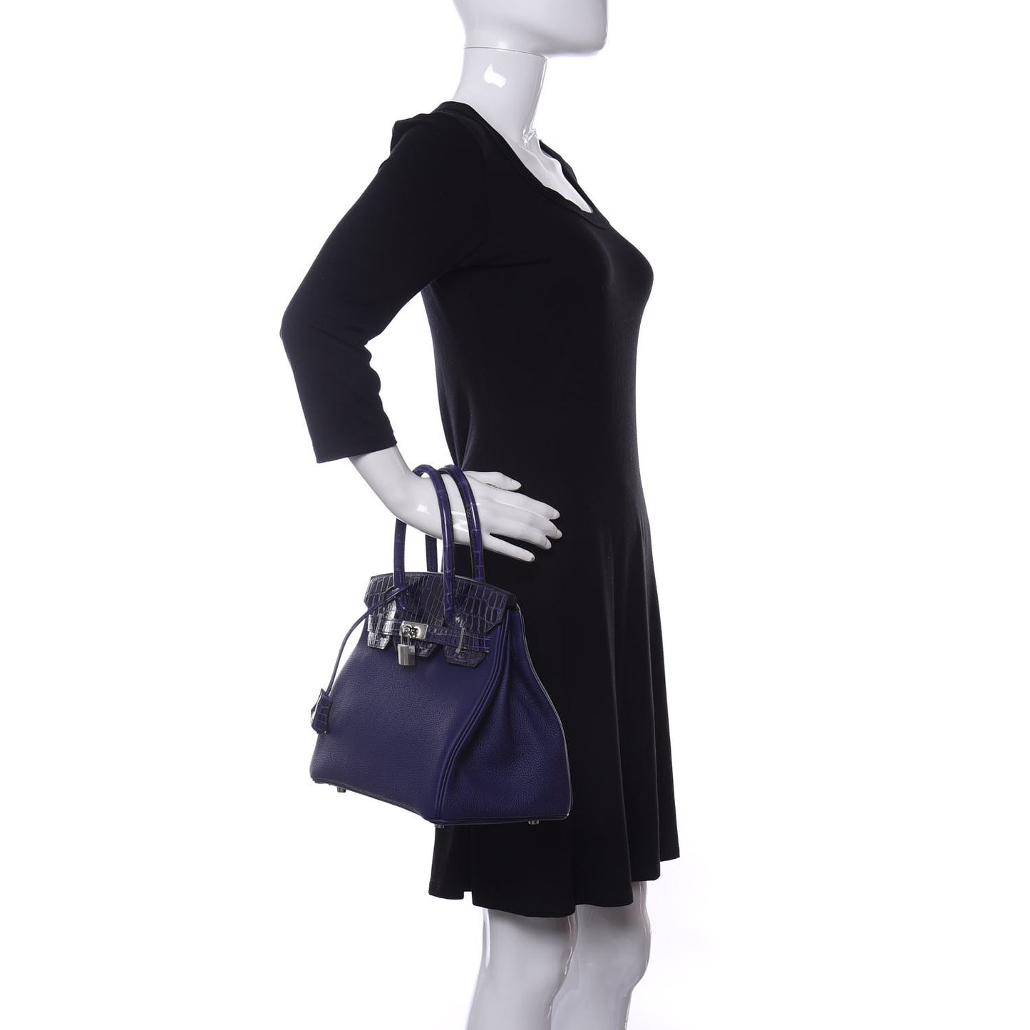 Togo Shiny Niloticus Crocodile Birkin Touch 30 Bleu Encre