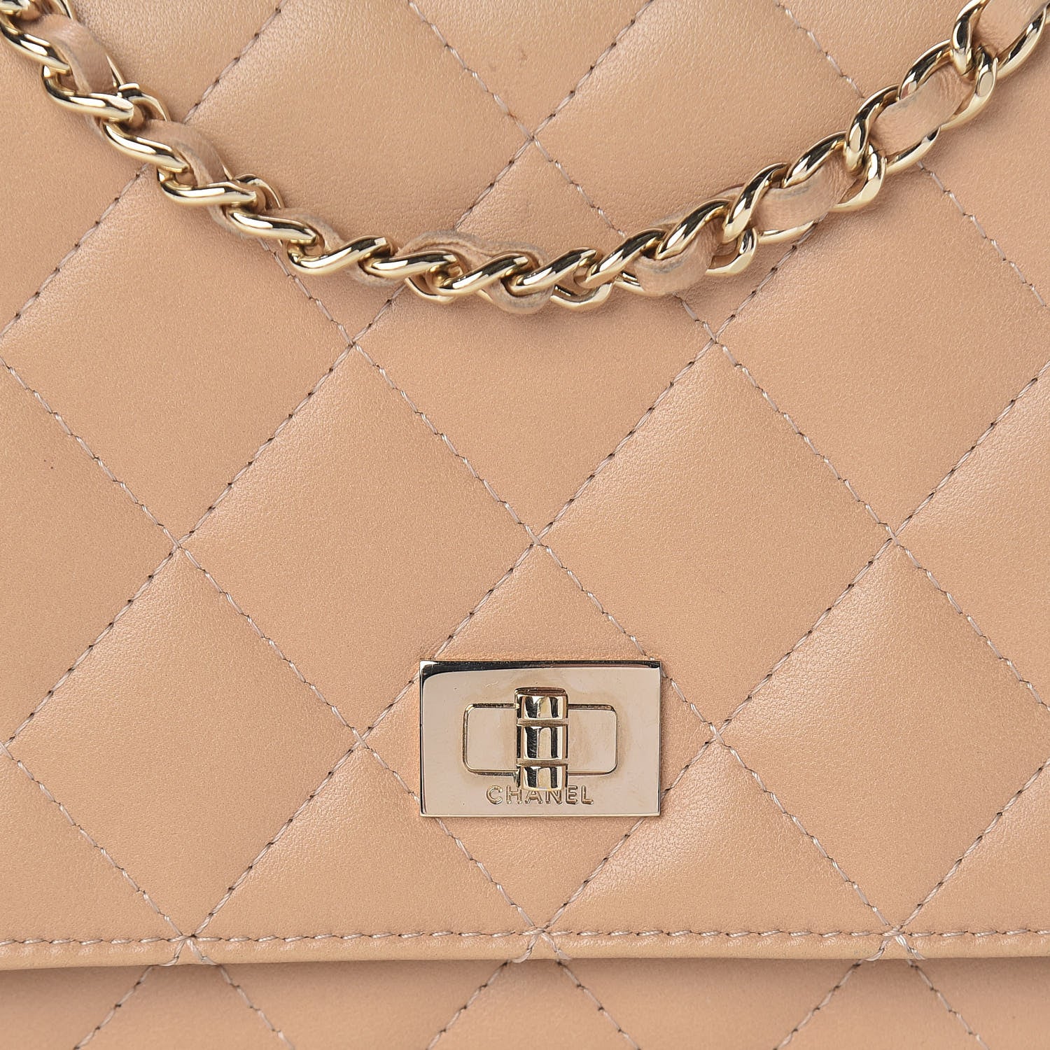 Chanel Lambskin Quilted Reissue Wallet On Chain WOC Beige 9 of 11