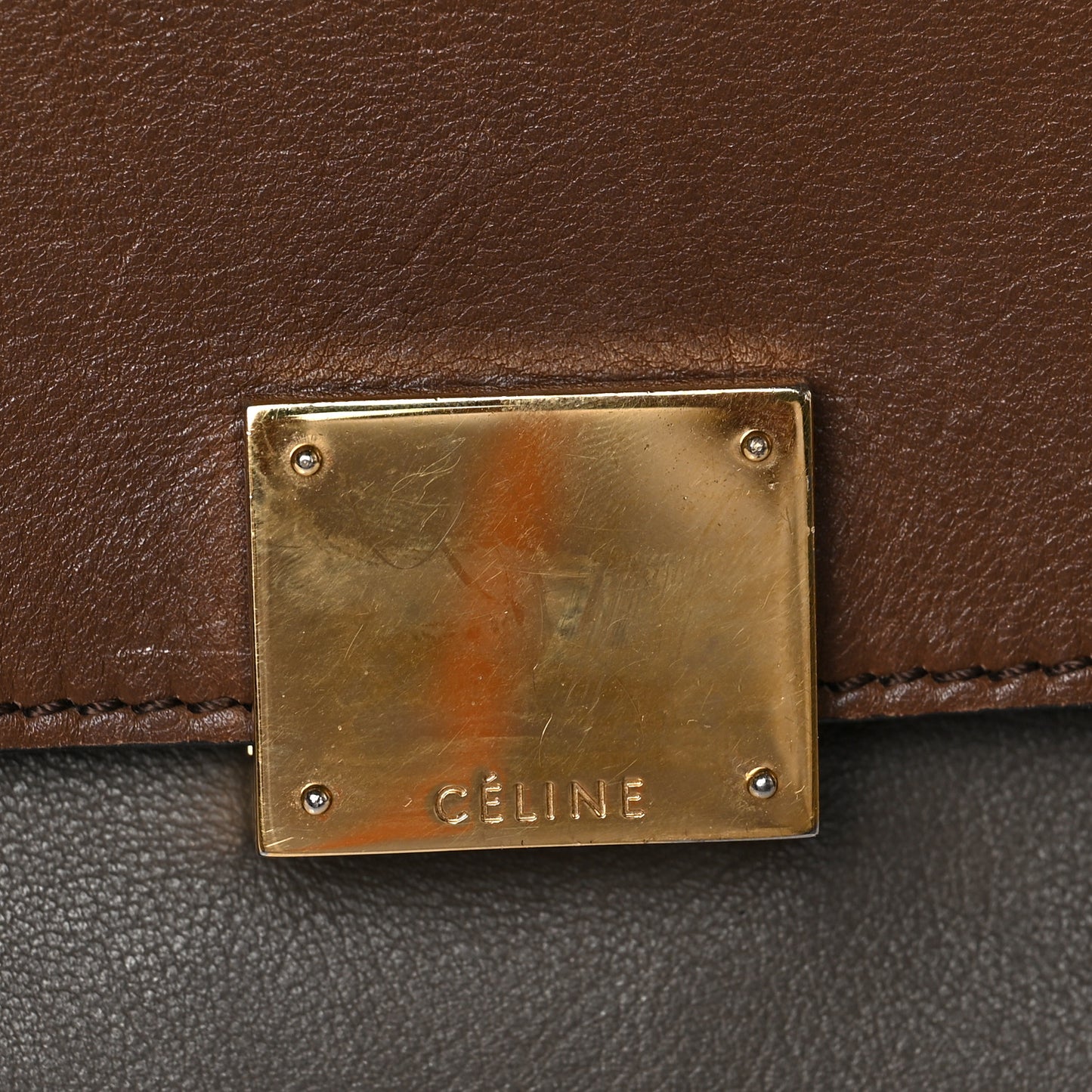 Calfskin Suede Medium Tri-Color Trapeze Terracotta