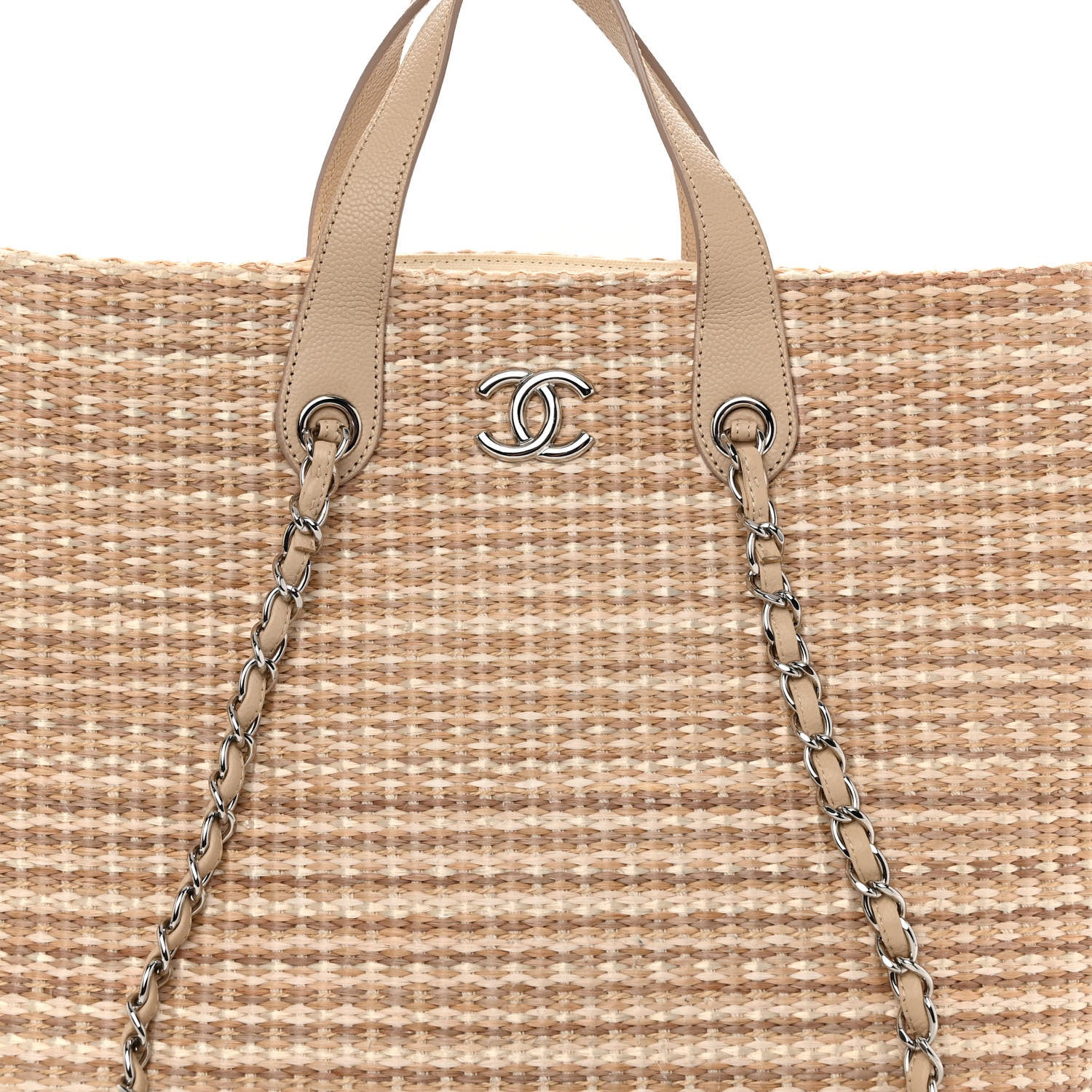 Chanel Woven Straw Caviar Large Tote Beige 9 of 13