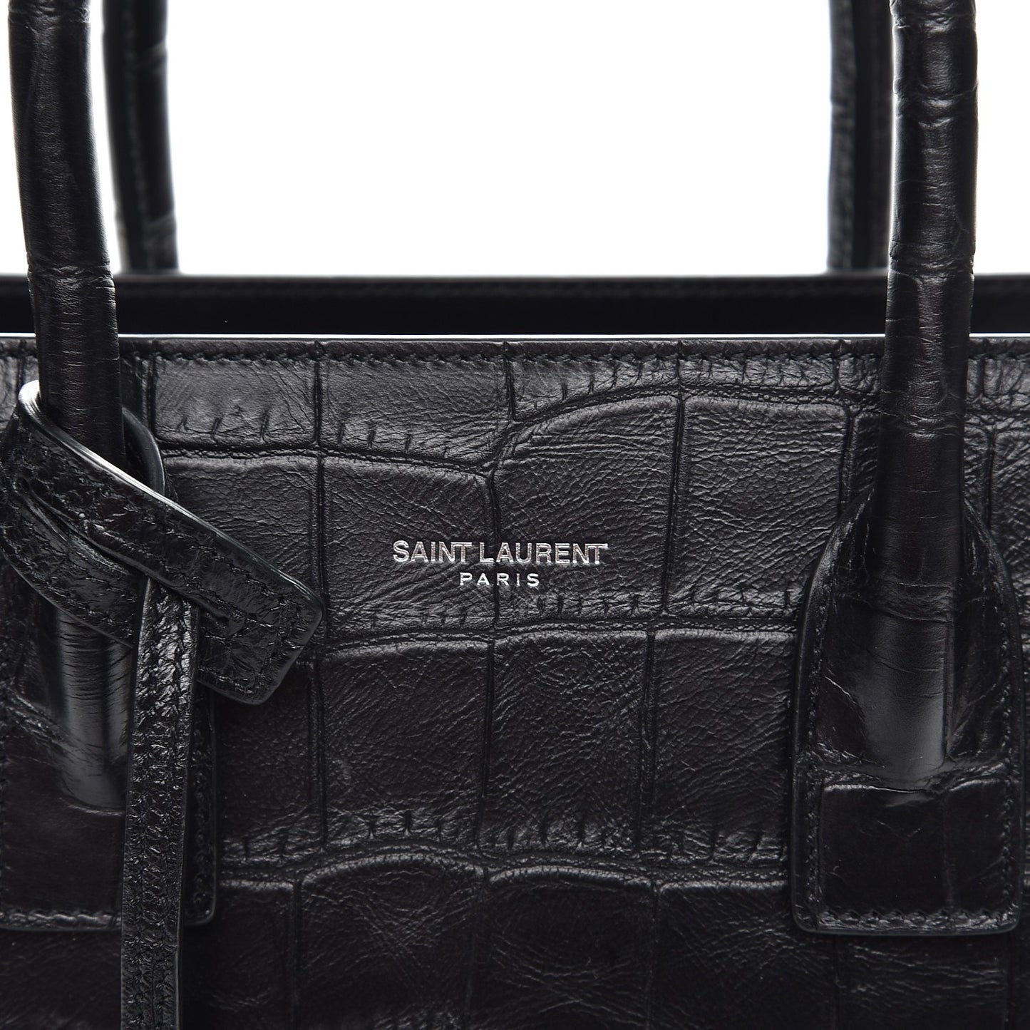 Calfskin Crocodile Embossed Baby Sac De Jour Black
