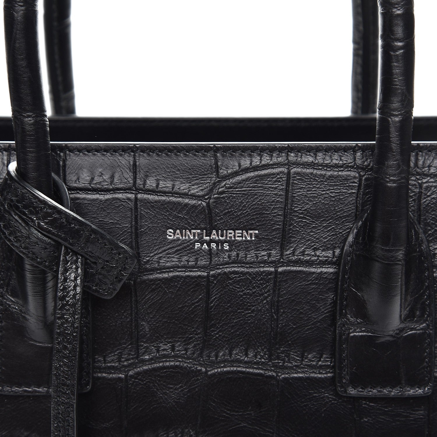 Saint Laurent Calfskin Crocodile Embossed Baby Sac De Jour Black 7 of 9