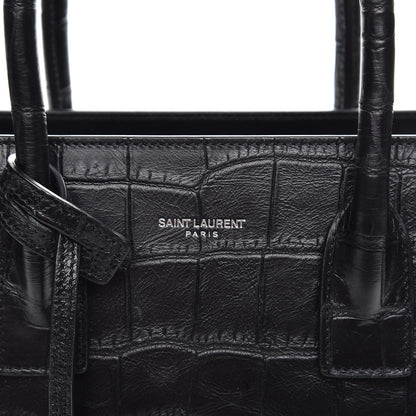 Saint Laurent Calfskin Crocodile Embossed Baby Sac De Jour Black 7 of 9