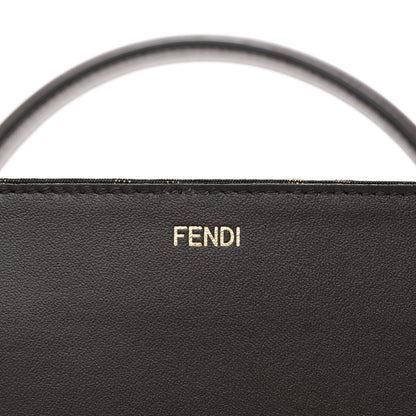 Fendi Denim Fabric Jacquard Cuoio FF 1974 Medium Peekaboo I SEE U Satchel Blue Tobacco Moro 6 of 11